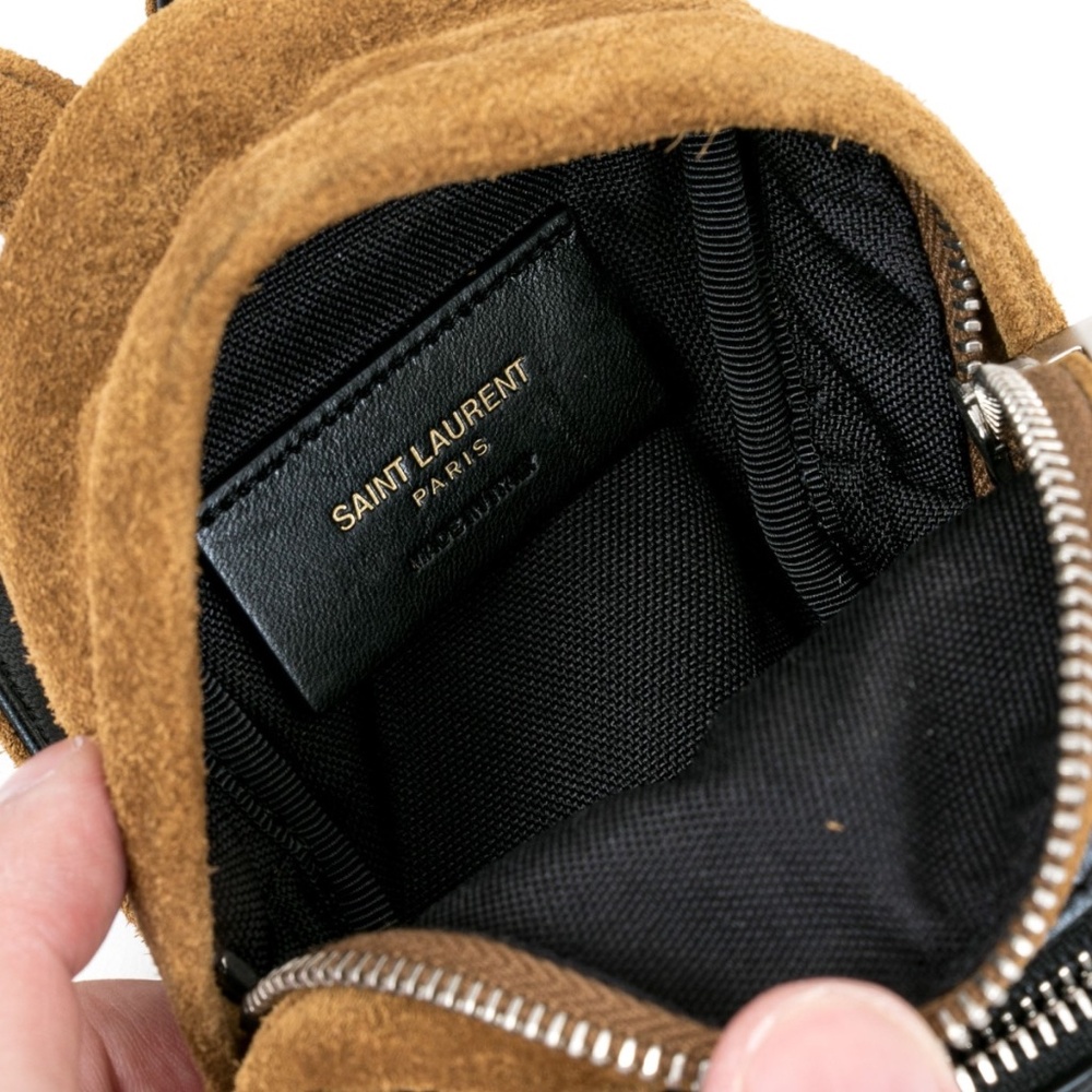 Saint Laurent Brown Suede Mini Backpack Key Holder – 5” 🎒✨ - Picture 6 of 10
